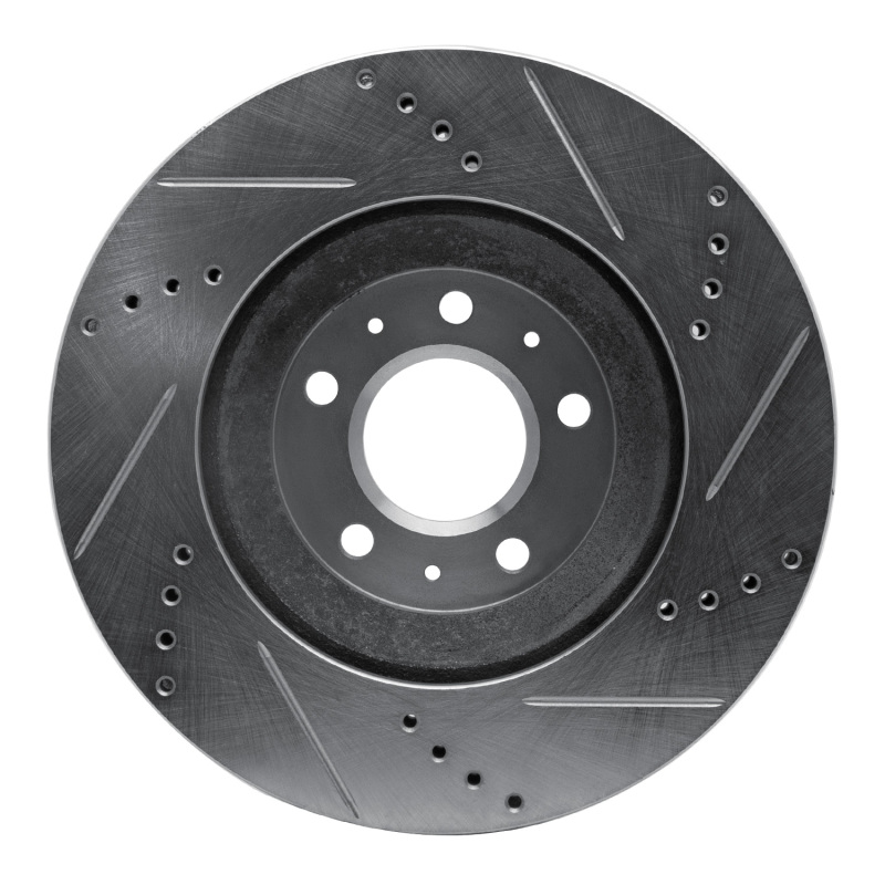 Cadillac CTS Brake Rotor (1) - Front Left - R1 Concepts - Drilled & Slotted - Silver - `04-`08